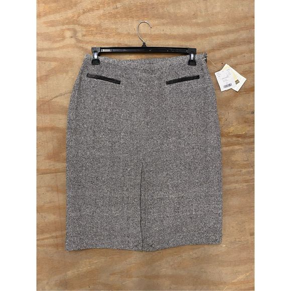 Doncaster NWT Black White Faux Pocket Silk Blend Skirt, Size 12 - Picture 1 of 7